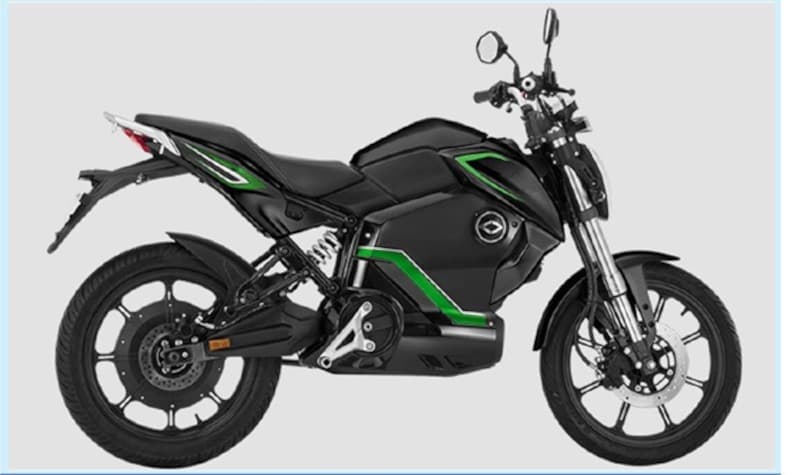 Black and green electric motorbike with modern design