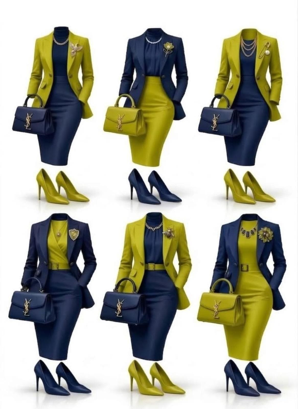 Women's navy and yellow blazer suits collection